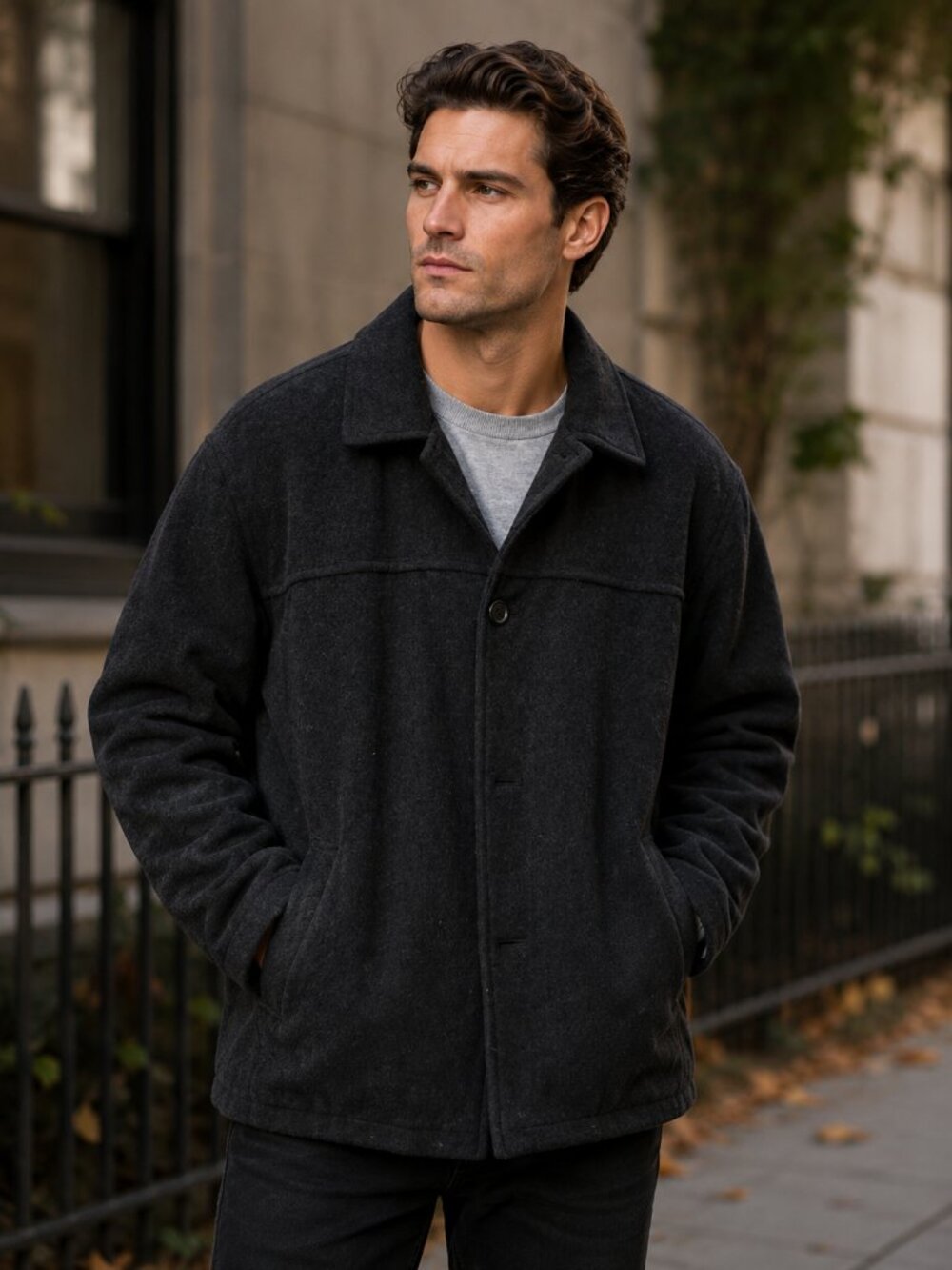 Dockers Premium Wool Blend Peacoat/Car Coat Men’s XXL Black
